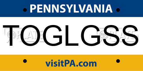 TOGLGSS Pennsylvania License Plate
