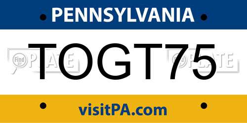TOGT75 Pennsylvania License Plate