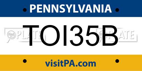 TOI35B Pennsylvania License Plate