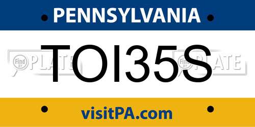TOI35S Pennsylvania License Plate