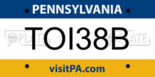 TOI38B Pennsylvania License Plate