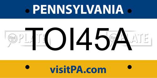 TOI45A Pennsylvania License Plate