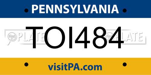 TOI484 Pennsylvania License Plate