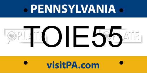 TOIE55 Pennsylvania License Plate