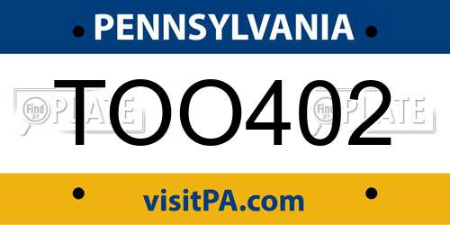 TOO402 Pennsylvania License Plate