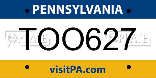 TOO627 Pennsylvania License Plate