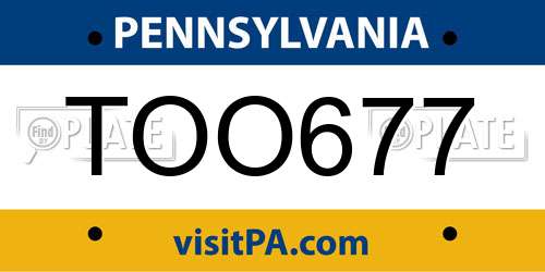 TOO677 Pennsylvania License Plate