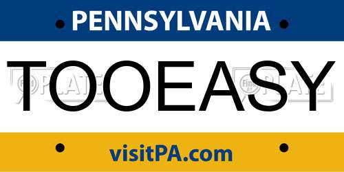 TOOEASY Pennsylvania License Plate