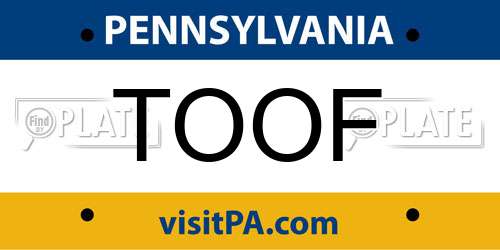TOOF Pennsylvania License Plate
