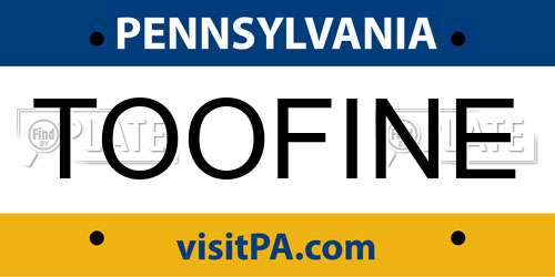 TOOFINE Pennsylvania License Plate