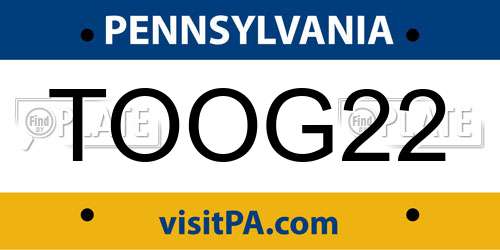 TOOG22 Pennsylvania License Plate