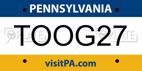 TOOG27 Pennsylvania License Plate