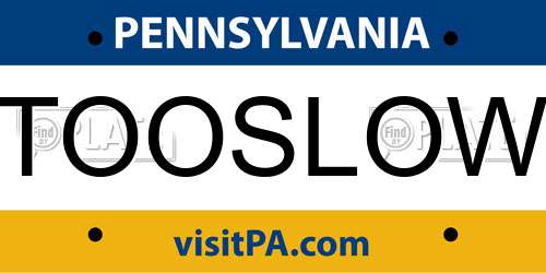 TOOSLOW Pennsylvania License Plate