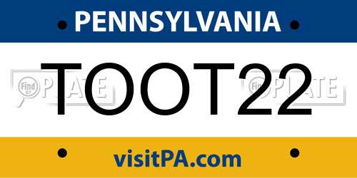 TOOT22 Pennsylvania License Plate