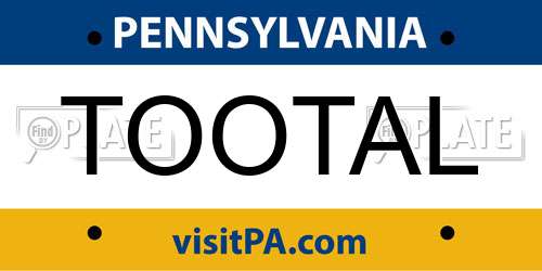 TOOTAL Pennsylvania License Plate