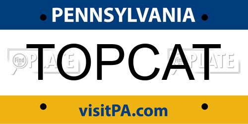 TOPCAT Pennsylvania License Plate