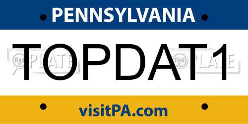 TOPDAT1 Pennsylvania License Plate