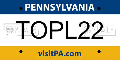 TOPL22 Pennsylvania License Plate