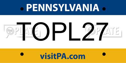 TOPL27 Pennsylvania License Plate