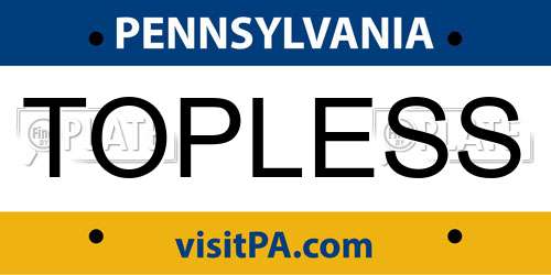 TOPLESS Pennsylvania License Plate
