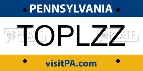 TOPLZZ Pennsylvania License Plate