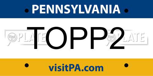 TOPP2 Pennsylvania License Plate