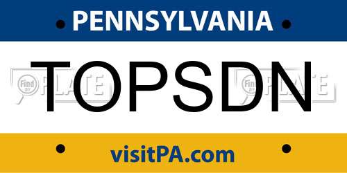 TOPSDN Pennsylvania License Plate