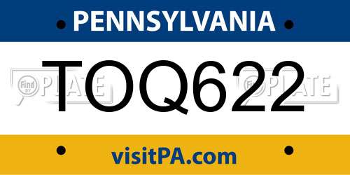 TOQ622 Pennsylvania License Plate