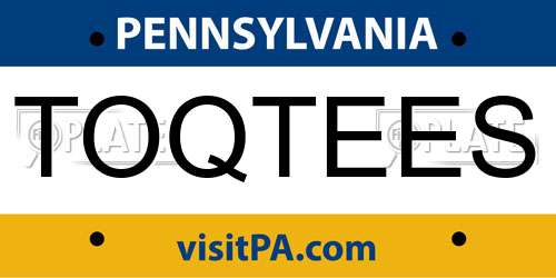TOQTEES Pennsylvania License Plate