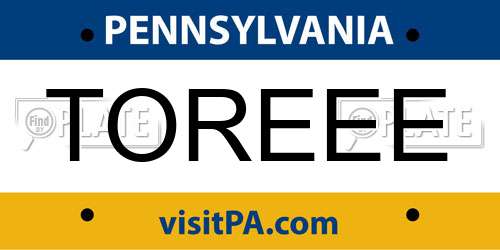 TOREEE Pennsylvania License Plate