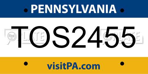 TOS2455 Pennsylvania License Plate