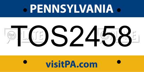 TOS2458 Pennsylvania License Plate
