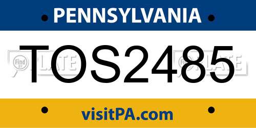 TOS2485 Pennsylvania License Plate