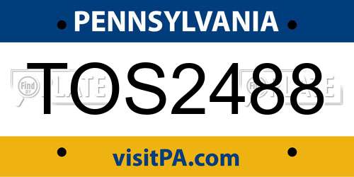 TOS2488 Pennsylvania License Plate
