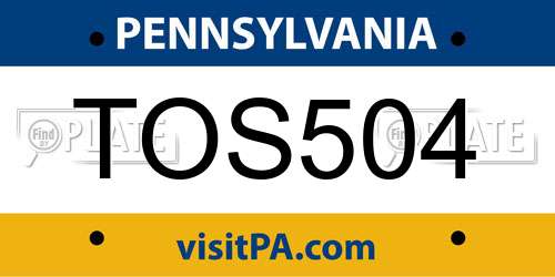 TOS504 Pennsylvania License Plate