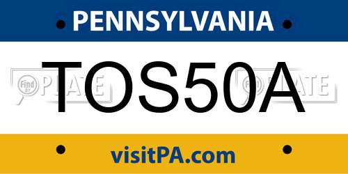 TOS50A Pennsylvania License Plate
