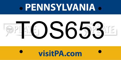 TOS653 Pennsylvania License Plate