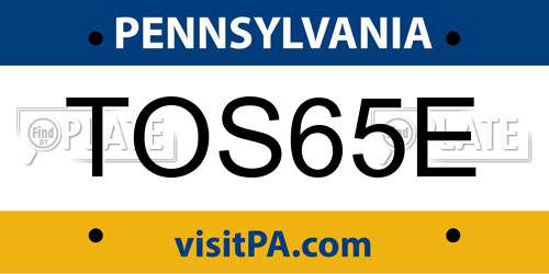 TOS65E Pennsylvania License Plate