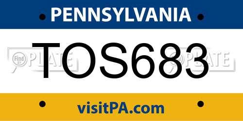 TOS683 Pennsylvania License Plate