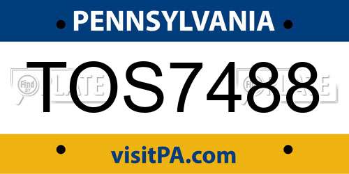 TOS7488 Pennsylvania License Plate