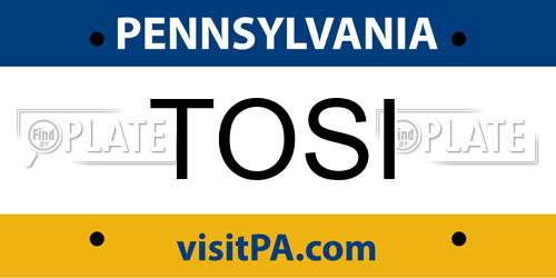 TOSI Pennsylvania License Plate
