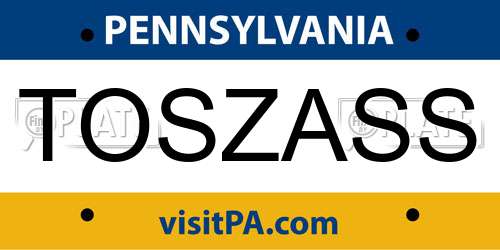 TOSZASS Pennsylvania License Plate