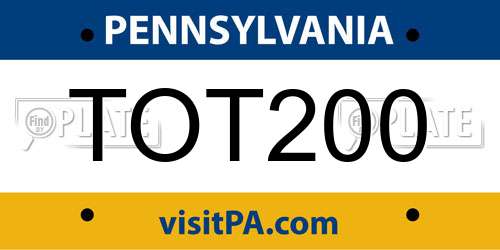 TOT200 Pennsylvania License Plate