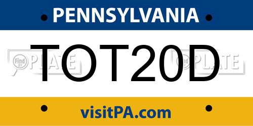 TOT20D Pennsylvania License Plate