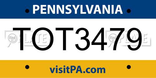 TOT3479 Pennsylvania License Plate
