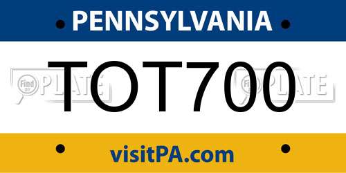 TOT700 Pennsylvania License Plate