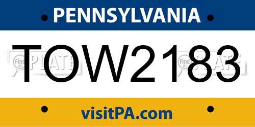 TOW2183 Pennsylvania License Plate