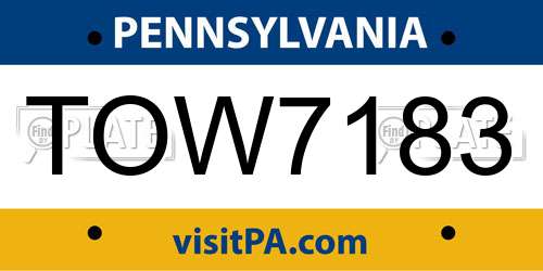 TOW7183 Pennsylvania License Plate