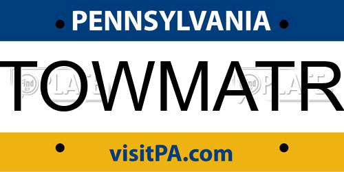 TOWMATR Pennsylvania License Plate