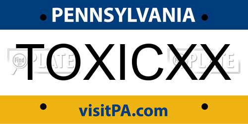 TOXICXX Pennsylvania License Plate